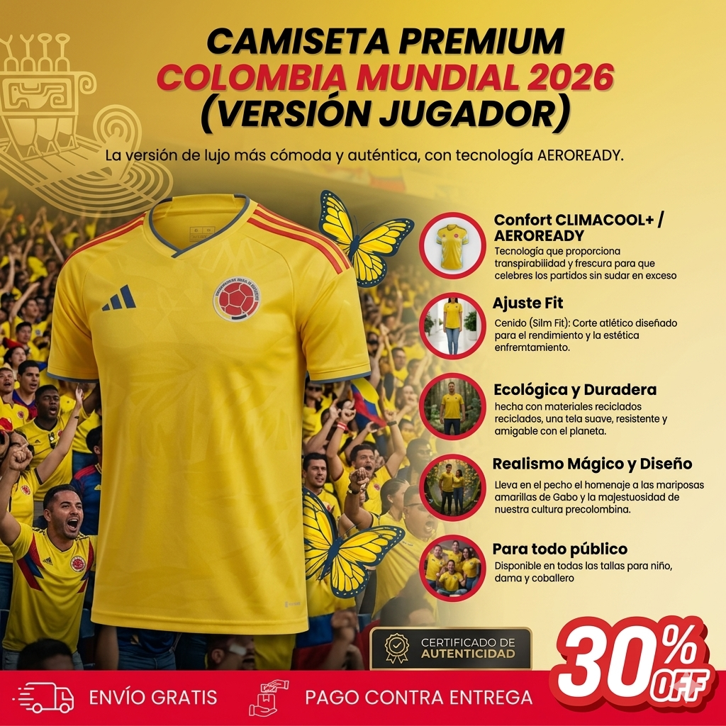 🇨🇴 CAMISETA SELECCIÓN COLOMBIA 2026 CALIDAD PREMIUM 🔥